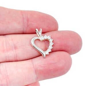 Vintage HAN Thailand Sterling Silver 925 Cubic Zirconia Open Heart Pendant